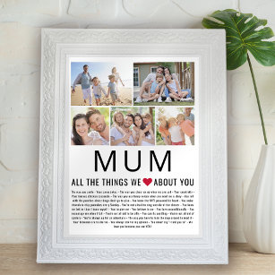 Mama Fotos Dinge, die wir über Sie zum Muttertag L Poster