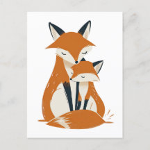 Mama Fox & Pup Waldtiere Niedlich