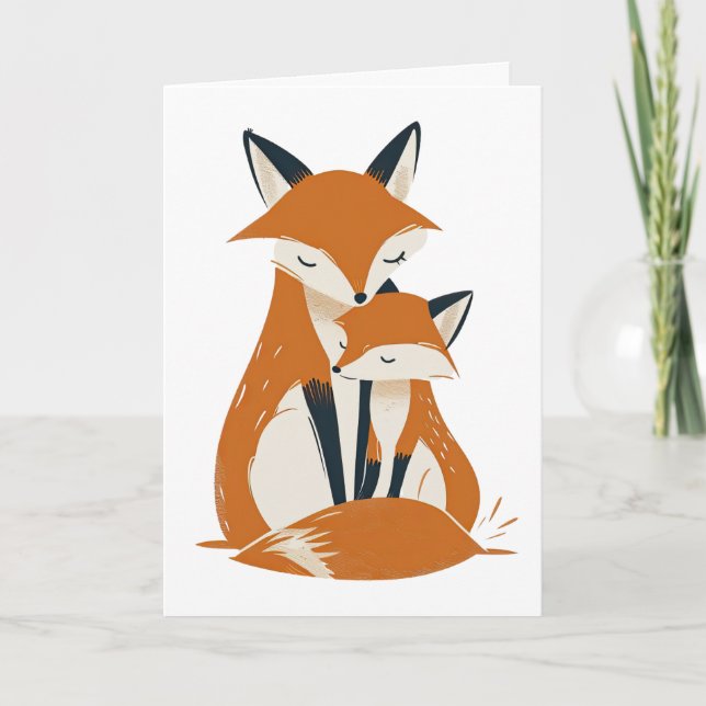 Mama Fox & Pup Woodland Mother Day Foto Karte (Vorderseite)