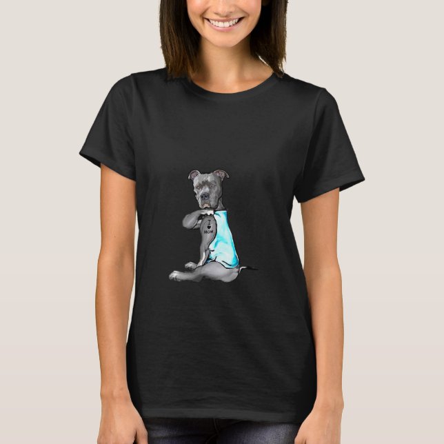 Mama Frauen in Liebe  Tattoo Pitbuli Hund Lover Fr T-Shirt (Vorderseite)