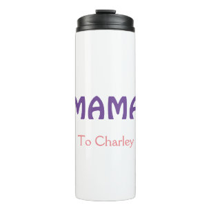 Mama frohe Mutter retro lila Namenstext vint Thermosbecher