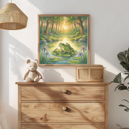 Mama Frosch und Fröschlein-Kinderkrippe Poster