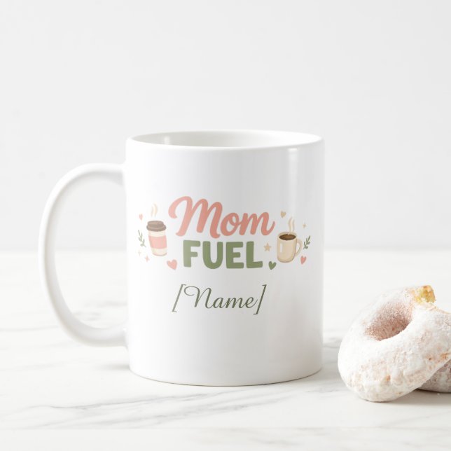 Mama Fuel personalisierter Becher | Keramik-Kaffee Kaffeetasse (Mit Donut)
