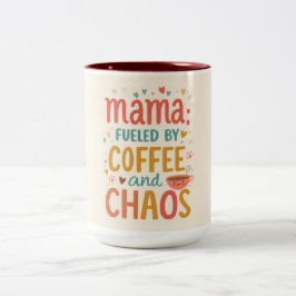 Mama Fueled By Coffee And Chaos Funny Mother's Day Zweifarbige Tasse