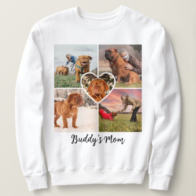 Mama für Hunde Custom 5 Foto Collage Grid & Heart Sweatshirt (Design vorne)