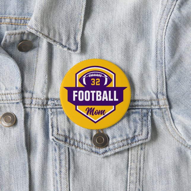 Mama für lila- und Goldfußball-Nummern Button (Beispiel)