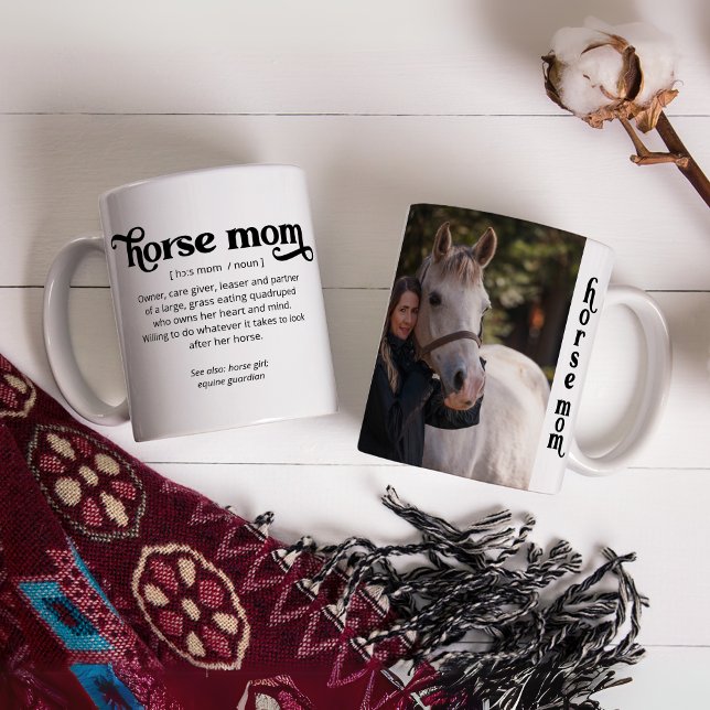 Mama für Pferde Foto und Text Kaffee Tasse (Horse Mom Custom Photo and Text Coffee Mug)