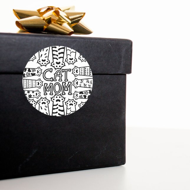 Mama für Schwarz/Weiß-Katzen - Druckdesign Runder Aufkleber (Von Creator hochgeladen)