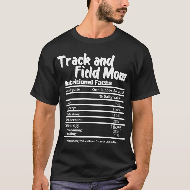 Mama für Track und Field Fact Label - Danke T-Shirt (Vorderseite)