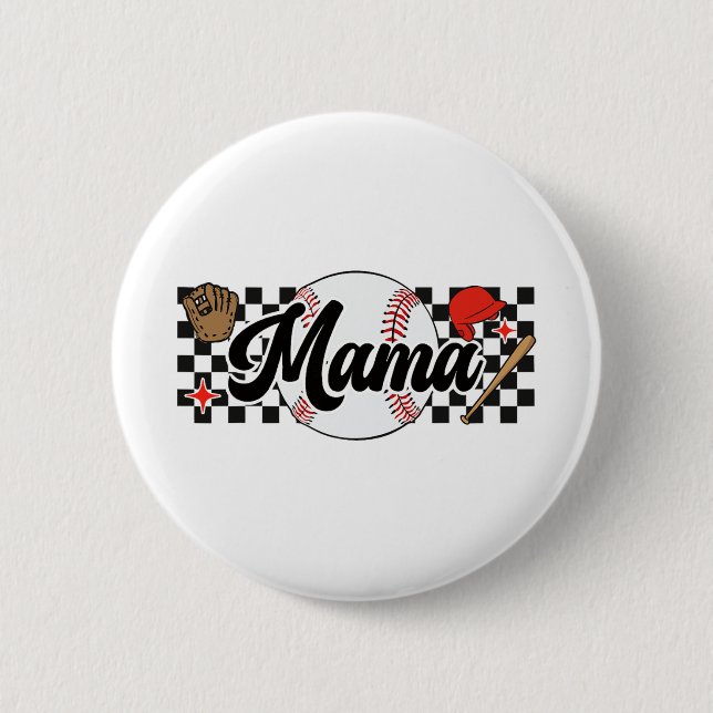 Mama Game Day Vibes Mütter Day Women Baseball Mama Button (Vorderseite)
