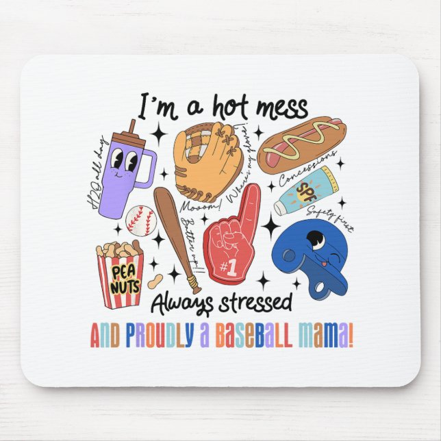 Mama Game Day Vibes Mütter Day Women Baseball Mama Mousepad (Vorne)