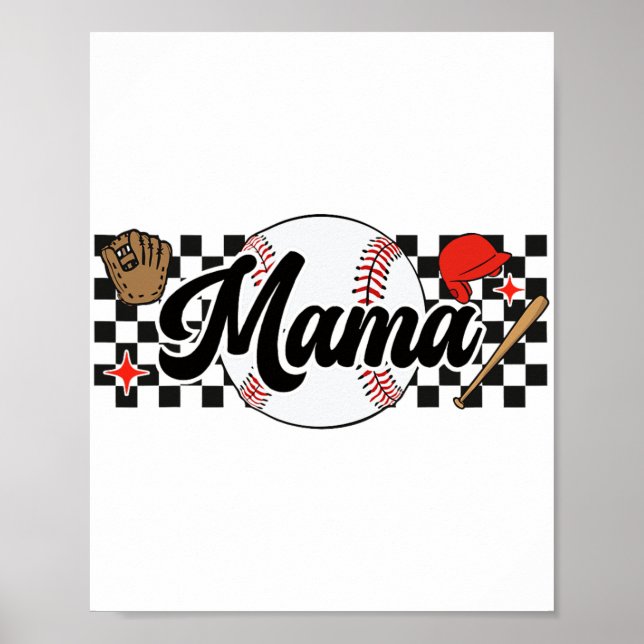 Mama Game Day Vibes Mütter Day Women Baseball Mama Poster (Vorne)
