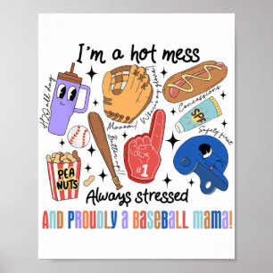 Mama Game Day Vibes Mütter Day Women Baseball Mama Poster
