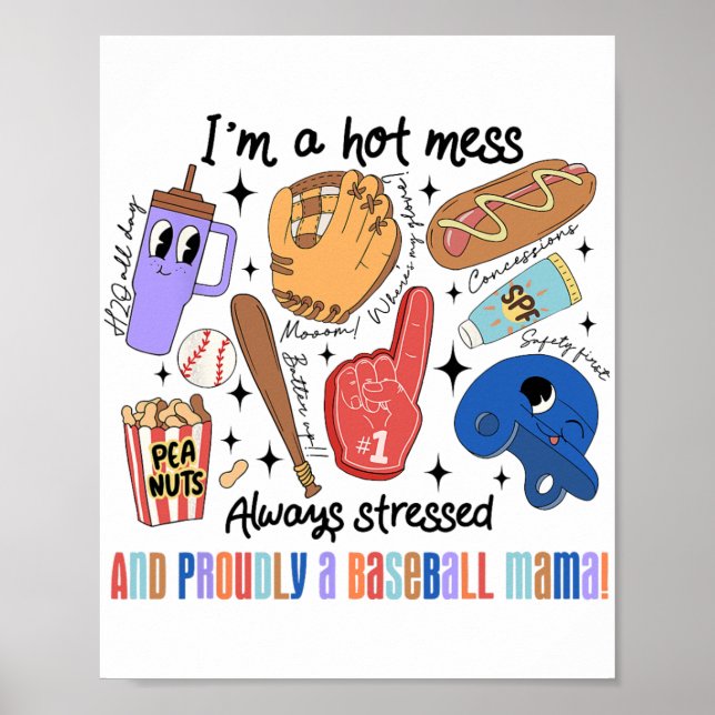 Mama Game Day Vibes Mütter Day Women Baseball Mama Poster (Vorne)