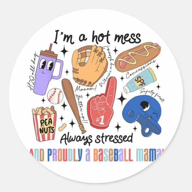 Mama Game Day Vibes Mütter Day Women Baseball Mama Runder Aufkleber (Vorderseite)