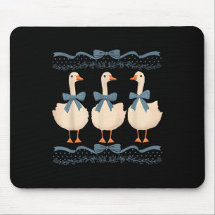 Mama Gans mit Baby-Gänsen Vintage Blaues Band Goo Mousepad