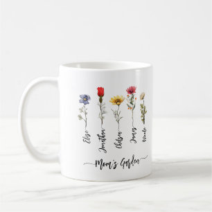 Mama Garden Personalisiert Name Skript-Wildblumen Kaffeetasse