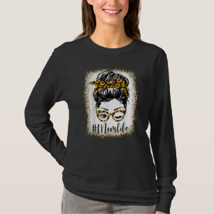 Mama gebleicht Sonnenblumen Messy Bun Mother Day T-Shirt