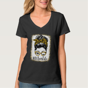 Mama gebleicht Sonnenblumen Messy Bun Mother Day T-Shirt