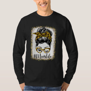 Mama gebleicht Sonnenblumen Messy Bun Mother Day T-Shirt