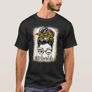 Mama gebleicht Sonnenblumen Messy Bun Mother Day T-Shirt