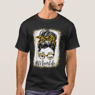 Mama gebleicht Sonnenblumen Messy Bun Mother Day T-Shirt