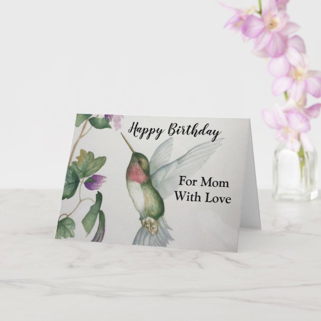 Mama Geburtstag Joyful Hummingbird Wasserfarbe Karte (Orchidee)
