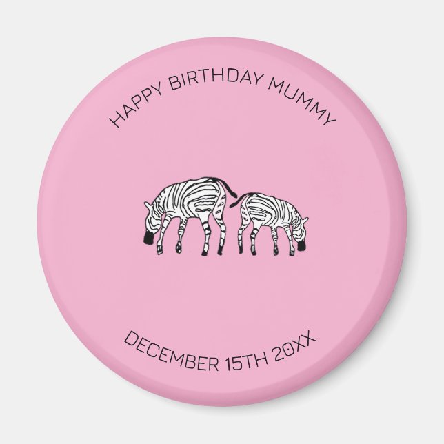 Mama Geburtstag, Niedlich und Happy Kenyan Zebras Magnet (Vorne)