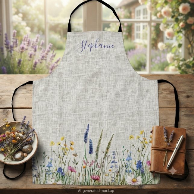 Mama Geburtstag Wildblumen Botanische Blumen Schürze (Colorful wildflower botanical apron for women—charming Mother's Day gift idea for moms who bake.)