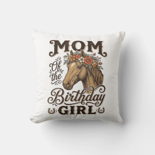 Mama Geburtstags Mädchen Floral Pferd Western Vint Kissen
