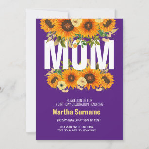 Mama Geburtstagsfeier Lila Blumen Blumen Einladung