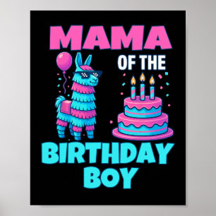Mama Geburtstagsjunge Lama Pinata Party Familie Ma Poster