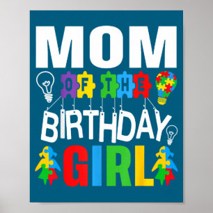 Mama Geburtstagsmädchen Autism Illustration Poster