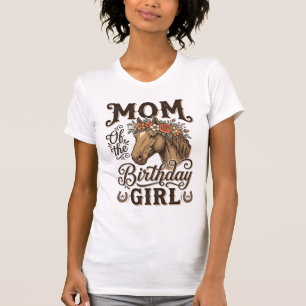 Mama Geburtstagsmädchen Florales Pferd Western Vin T-Shirt