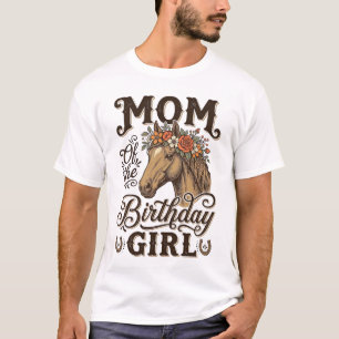 Mama Geburtstagsmädchen Florales Pferd Western Vin T-Shirt