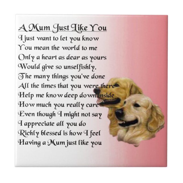 Mama-Gedicht - golden retriever-Entwurf Fliese (Vorderseite)