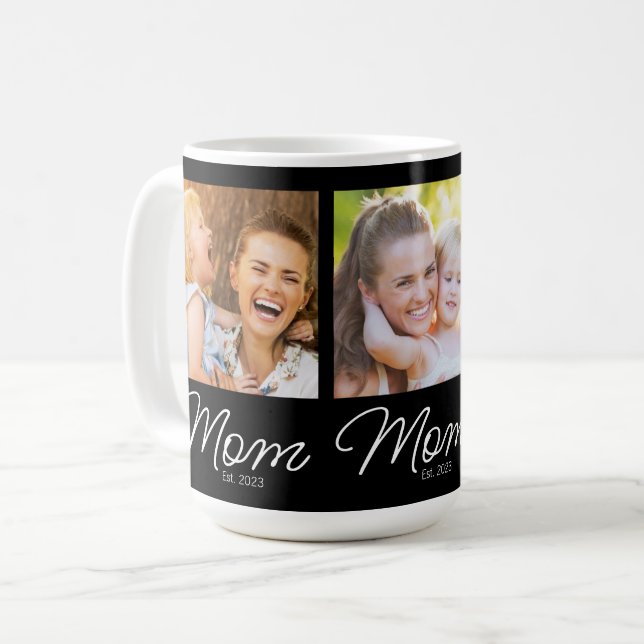 Mama gegründet 3 Foto Schrift Schwarz Kaffeetasse (Vorderseite Links)