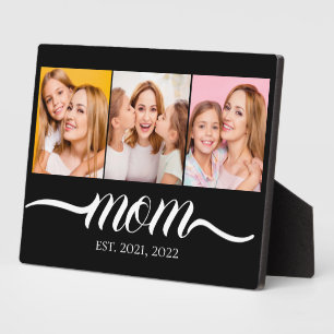 Mama Gegründet Schrift Schwarz 3 Foto Collage Fotoplatte