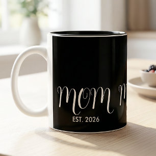 Mama gegründet Schwarzes Schriftzug Neues Mama-Ges Zweifarbige Tasse