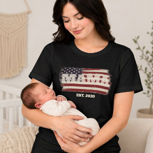 MAMA Gegründetes Jahr Amerikanische Flagge Tri-Blend Shirt