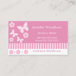 Mama-Geschäfts-Karten - rosa Schmetterlings-Blumen Telefonnummerkarte