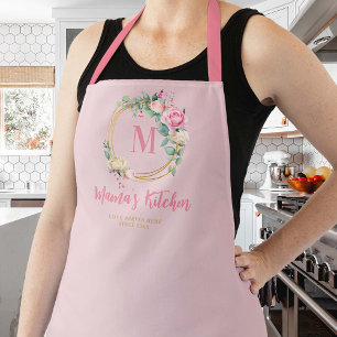 Mama Geschenk Rosa Rosa Rose Gold Monogramm Blüten Schürze