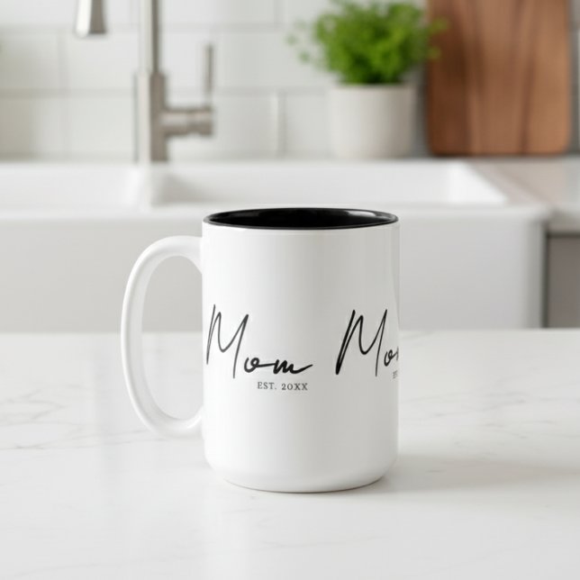 Mama: Geschenke für Junge Mütter Zweifarbige Tasse (Von Creator hochgeladen)