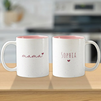 Mama Gift From Kids | Love Name Pink Heart  Zweifarbige Tasse