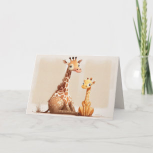 Mama Giraffe mit Baby Karte