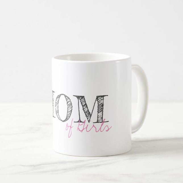Mama Girls Baby Pink Moderne Typografie Sweet Kaffeetasse (VorderseiteRechts)