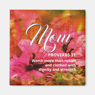 MAMA glücklich Muttertag PROVERBS 31 Rosa Orange Magnet