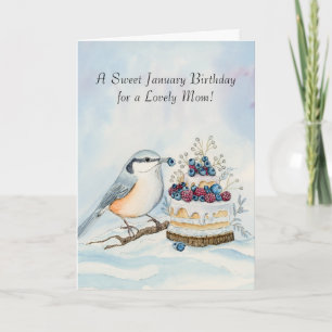 Mama Glücklicher Januar-Geburtstag Rotbrustvogel Karte
