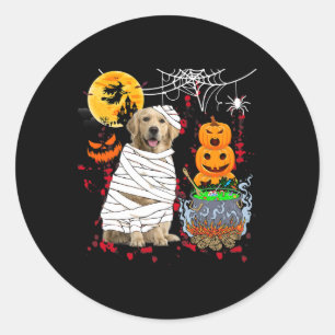 Mama Golden Retriever Hund Halloween Hund Beängsti Runder Aufkleber