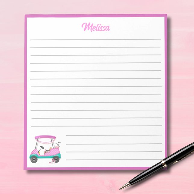 Mama Golfer Pink Polka Dot Warenname Notizblock (Von Creator hochgeladen)